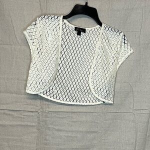 BCX Dress, Cropped lace, ivory, dress cover. Size Small